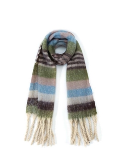 Fringed Striped Scarf SF320082 OLIVE